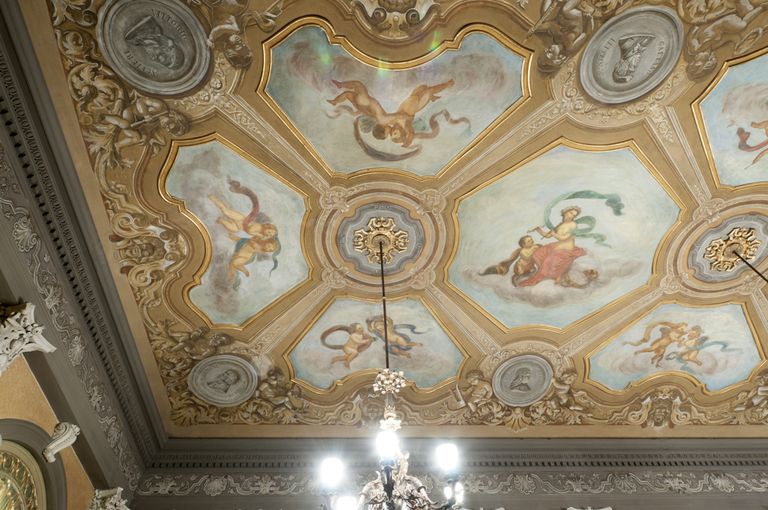 Piacenza, Teatro Municipale, foyer particolari del soffitto decorato (foto Andrea Scardova, IBC) 2016